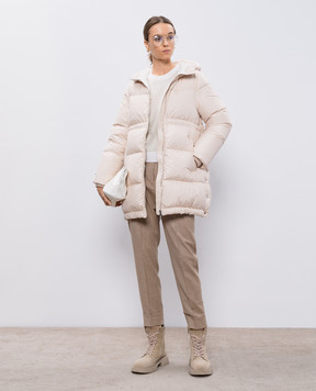 Peserico Beige down jacket with monil chain S24044K6957