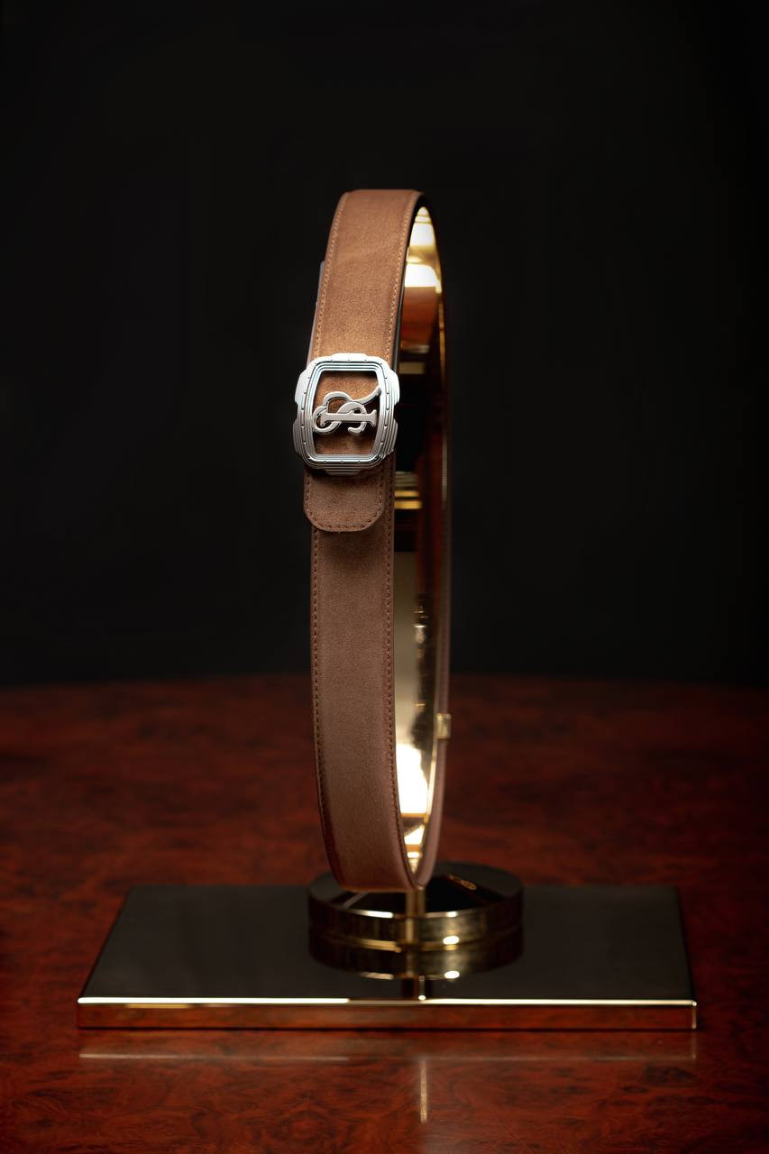 

Brown suede belt with monogram logo Stefano Ricci
