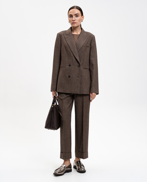 Peserico Brown wool trousers with lapels P0471002581