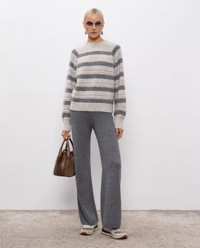 Twinset Gray striped alpaca sweater 252TT3071