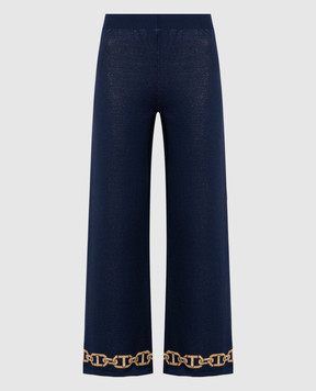 Twinset Blue logo lurex pants 241TP3521