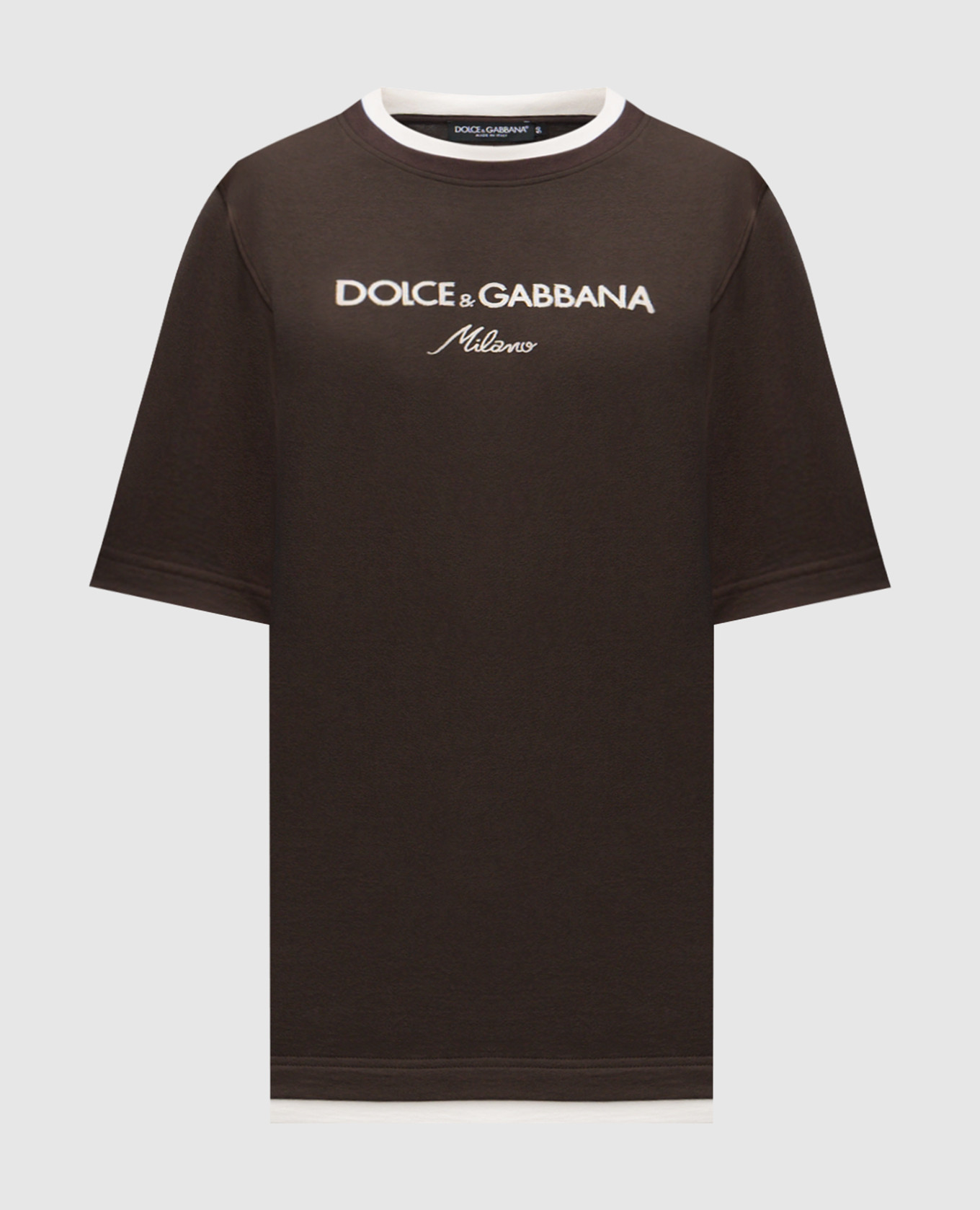 Brown T-shirt with embroidered logo Dolce&Gabbana