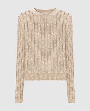 Brunello Cucinelli Beige openwork sweater with wool and cashmere MGN364310P