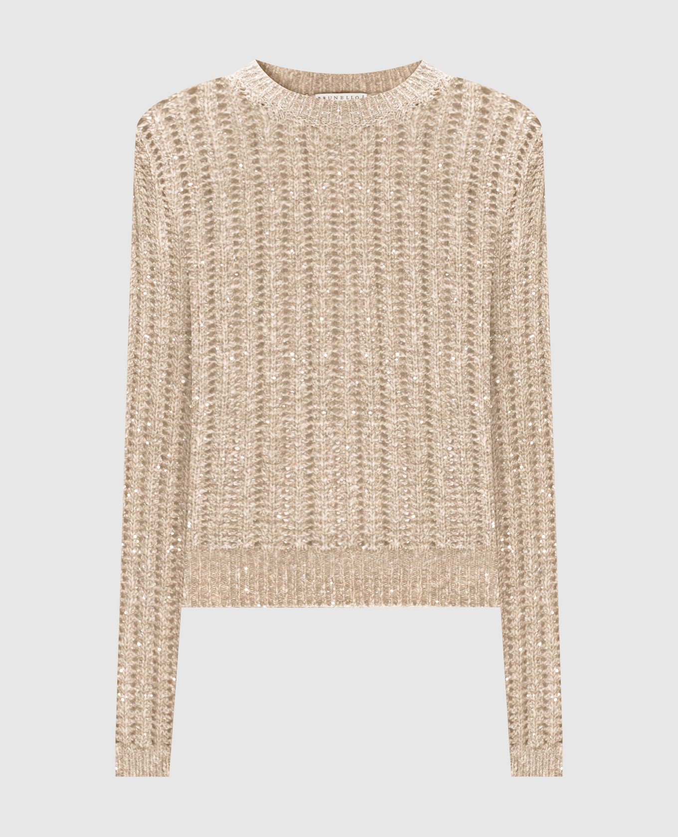 Beige openwork sweater with wool and cashmere Brunello Cucinelli