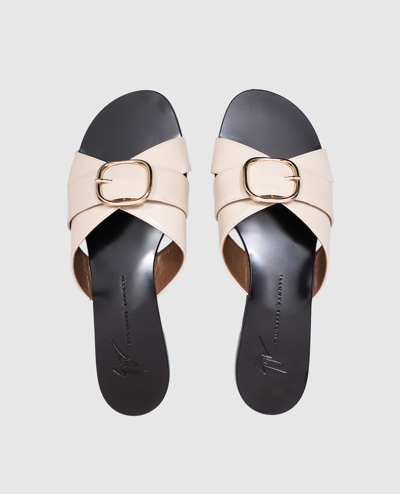Anuvorock Beige Leather Slides Giuseppe Zanotti 4