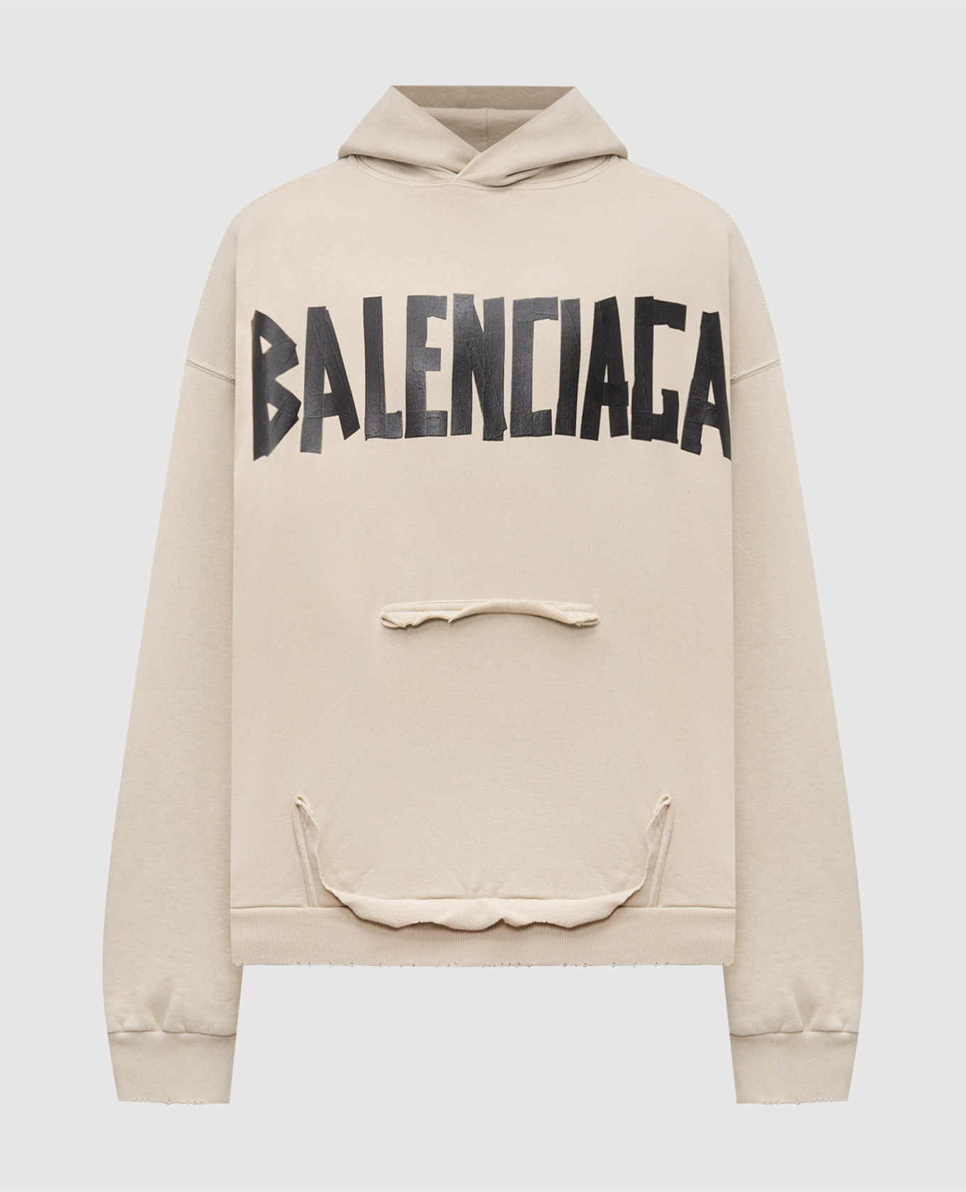 Beige Tape Type Hoodie Balenciaga