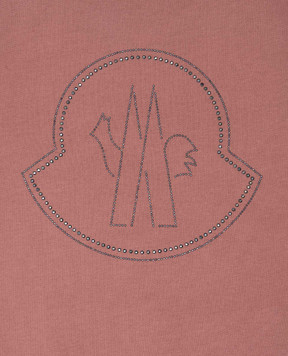 Moncler ENFANT Baby pink sweatshirt with crystal logo emblem J29548G00021899PS6