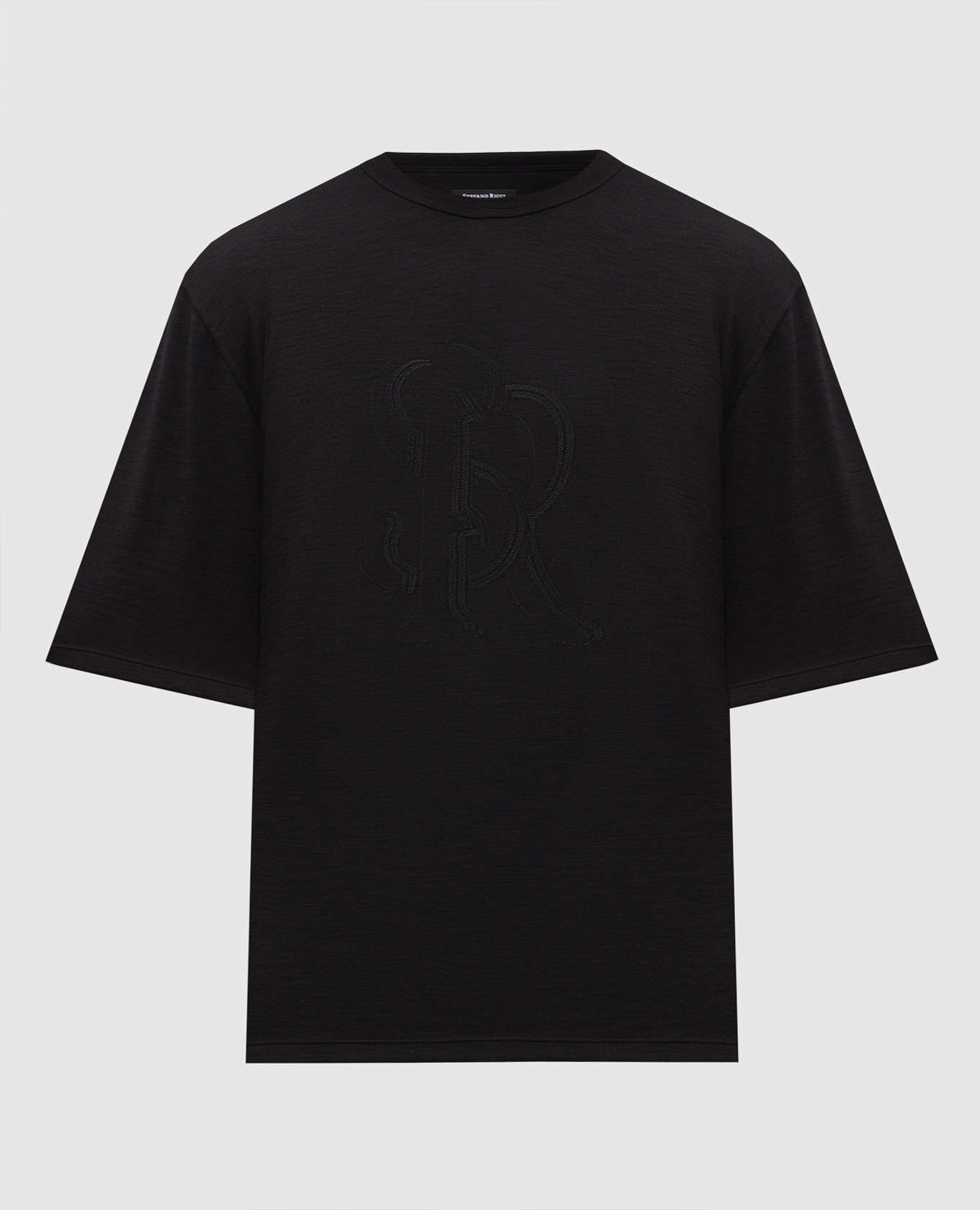Black T-shirt with wool Stefano Ricci