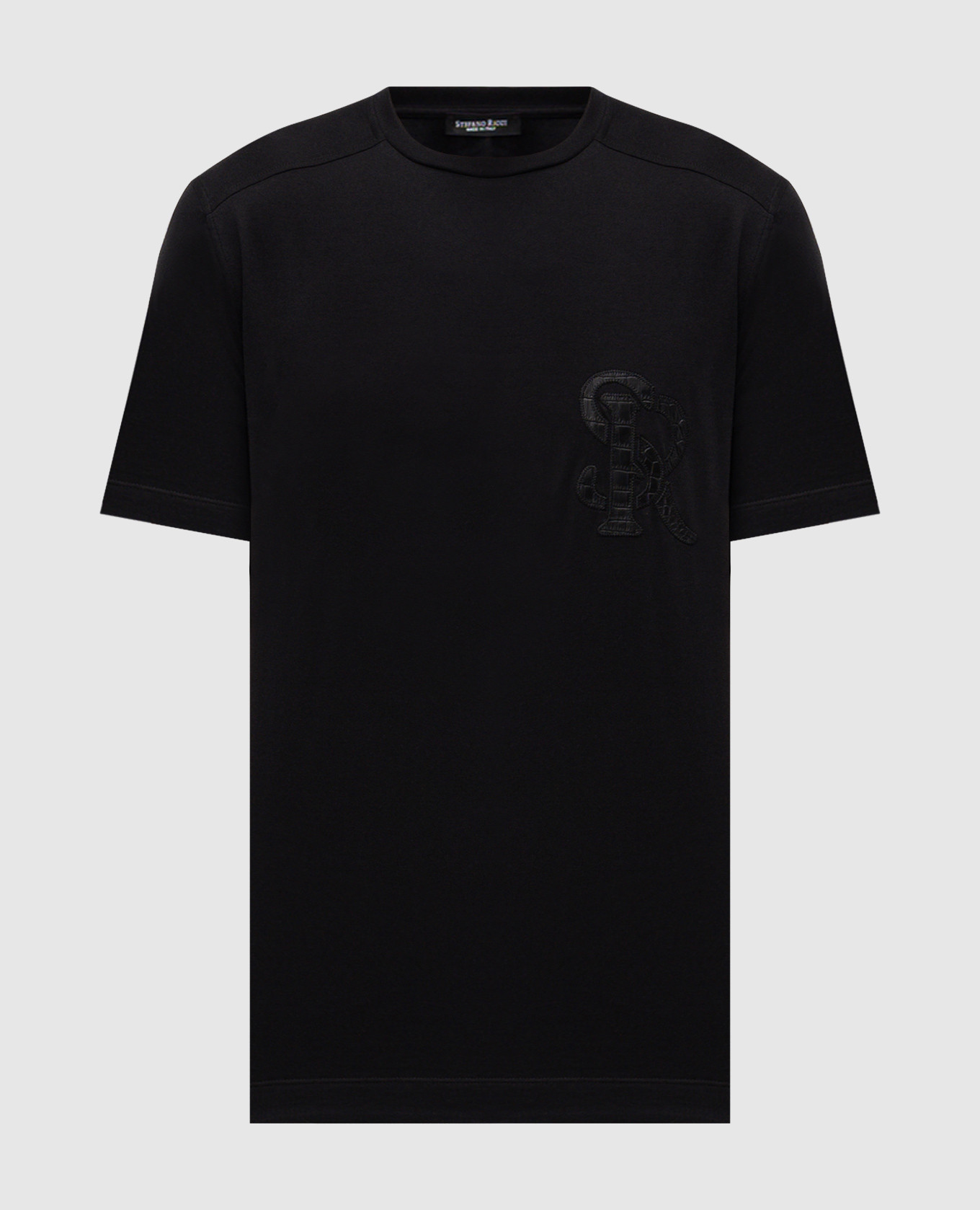 Black T-shirt with monogram logo Stefano Ricci