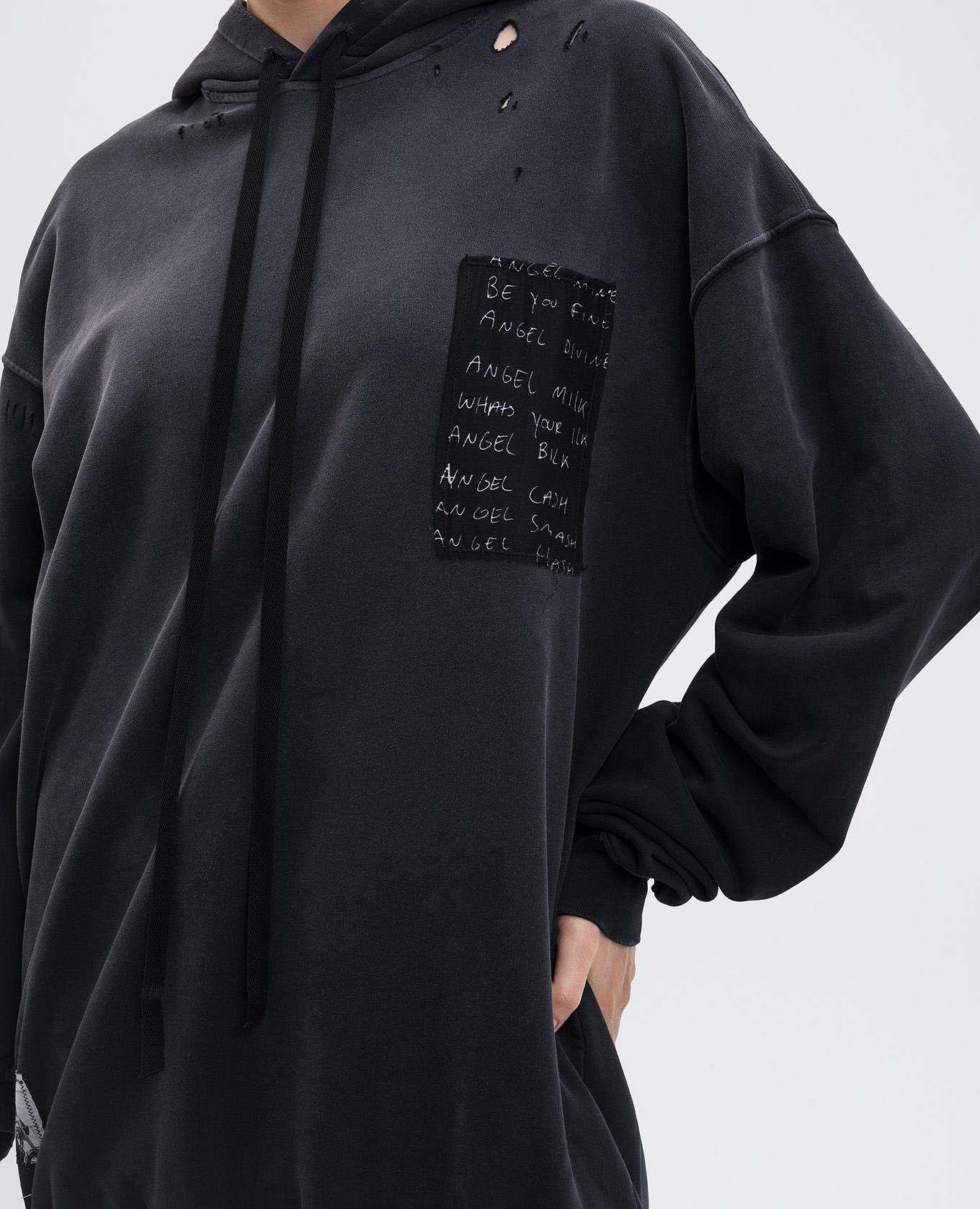 

Anne Marie grey vintage effect hoodie Ann Demeulemeester