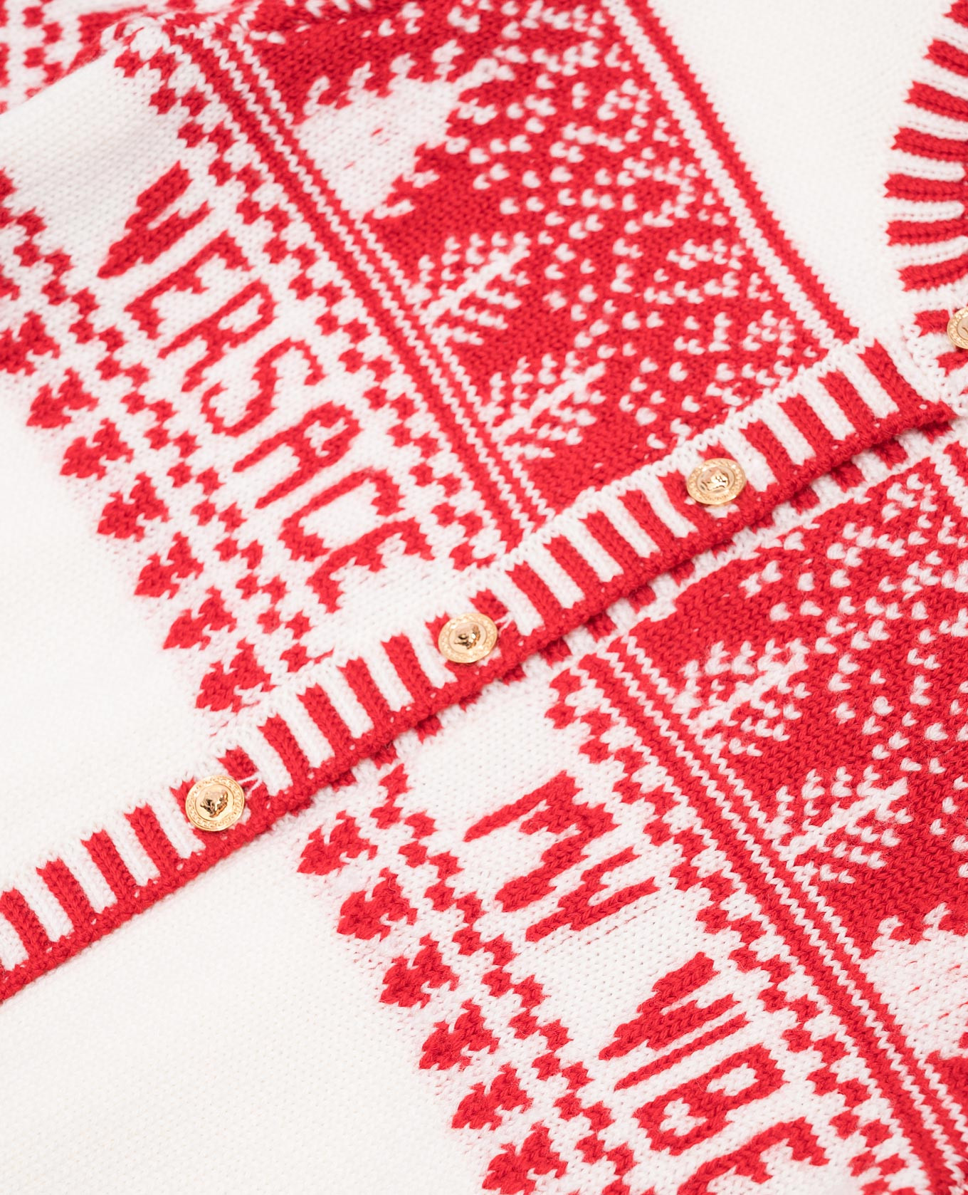 

Children's white jacquard Fair Isle wool cardigan Versace