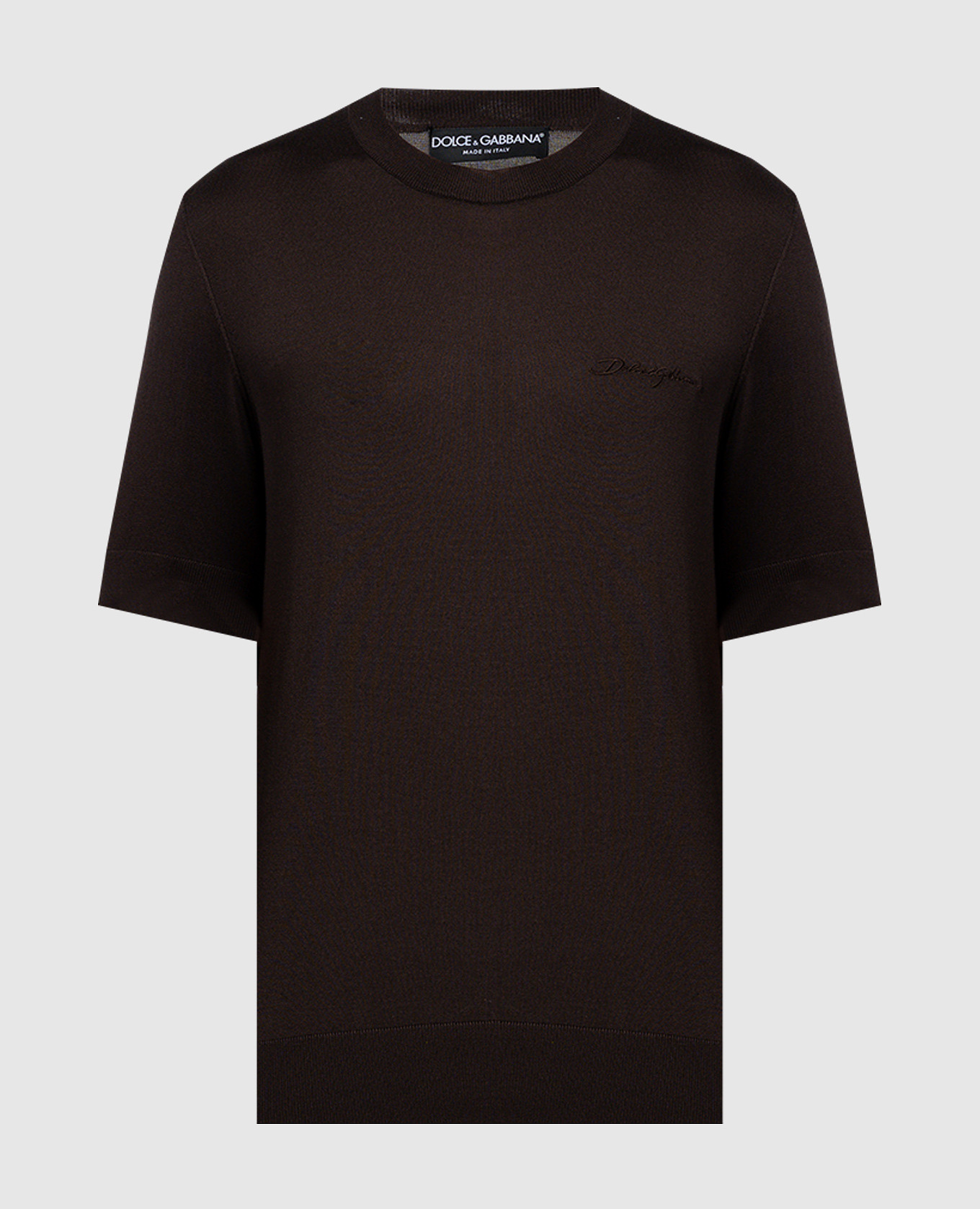 

Brown silk t-shirt with logo embroidery Dolce&Gabbana, Коричневый