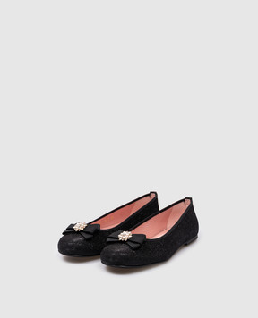 Pretty Ballerinas Children's black ballet shoes Hermione with lurex with crystals 51270
