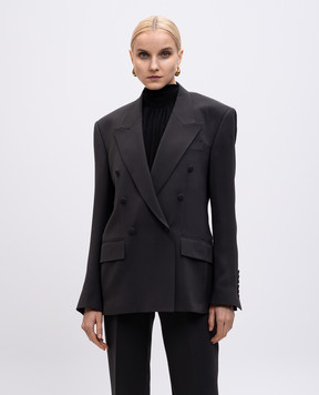 Jacob Lee Gray double-breasted silk jacket WOB051SS25SBO