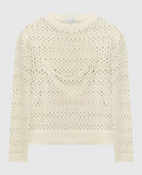 Brunello Cucinelli Yellow openwork shawl made of linen and silk MRA581100