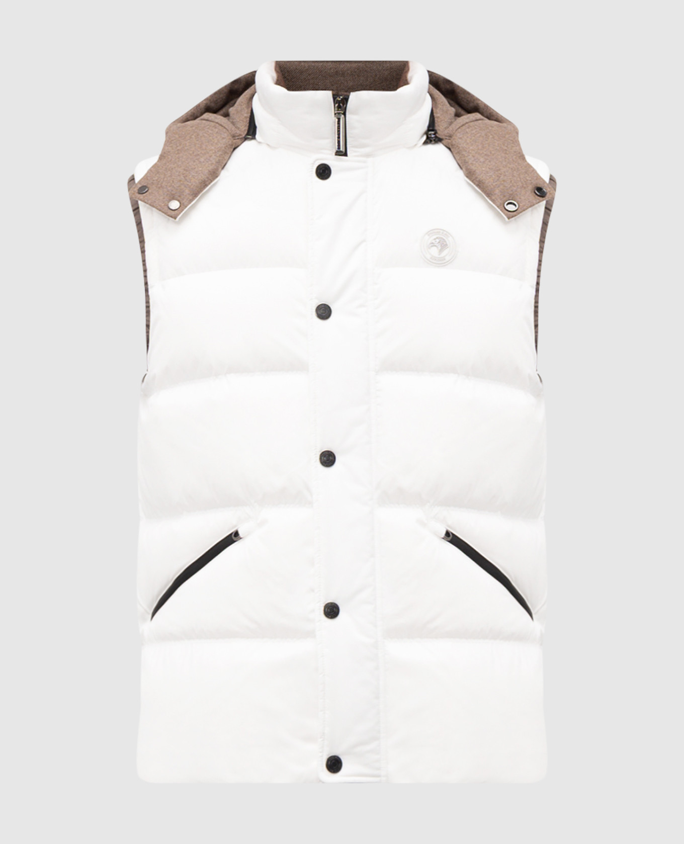 White down vest with textured logo