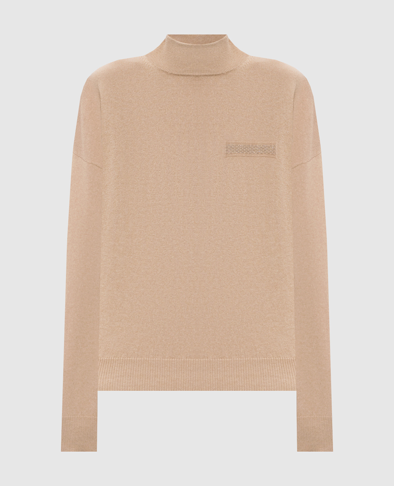 Beige wool, silk and cashmere sweater with monil chain Peserico