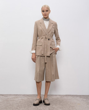 Peserico Beige double-breasted jacket with wool and silk S01700A00770