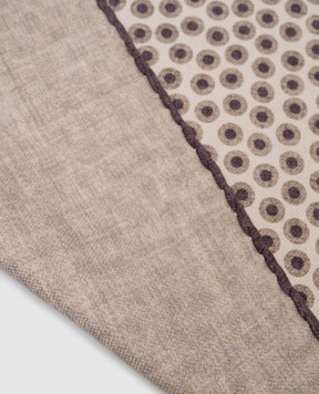 Brunello Cucinelli Beige polka dot silk pache scarf MI8780091