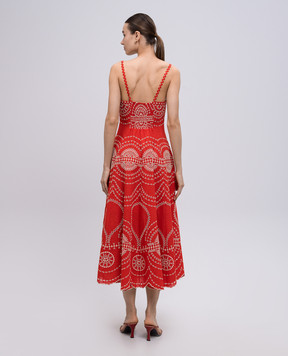 Charo Ruiz Catta red embroidered linen dress 254612