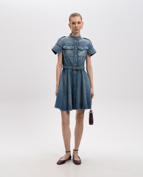 Alexander McQueen Blue denim mini dress with a frayed effect 816098QMAC3