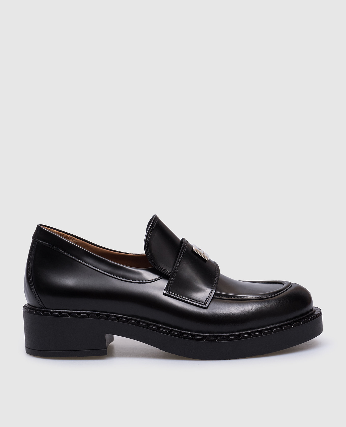 

Black leather loafers with logo engraving Babe Pay Pls