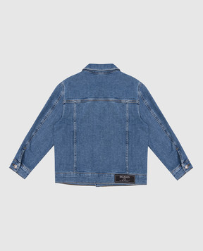 Balmain Children's blue denim jacket with logo BV2P17Z23631214