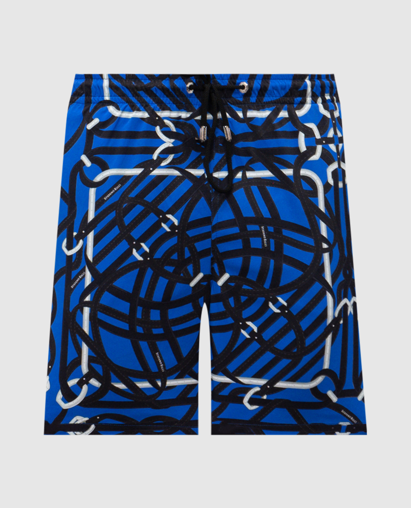 

Blue swim shorts with branded print Stefano Ricci