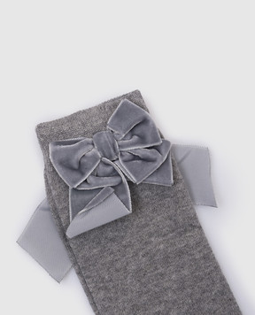 Story Loris Children's gray knee highs with bows 208436