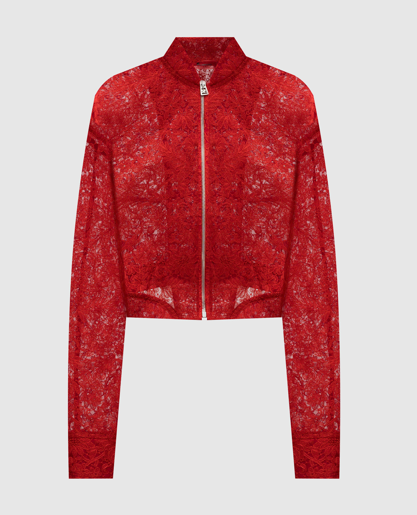 

Red cropped bomber jacket with embroidery Ermanno Scervino