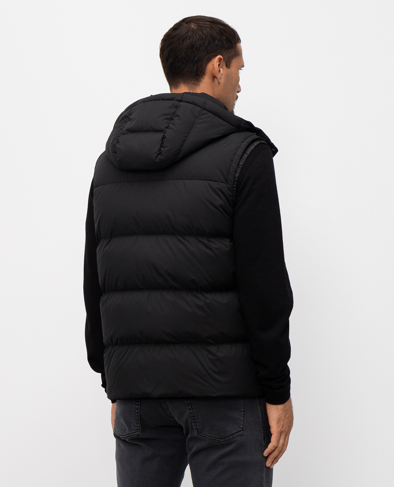 

Black down vest with textured logo Stefano Ricci