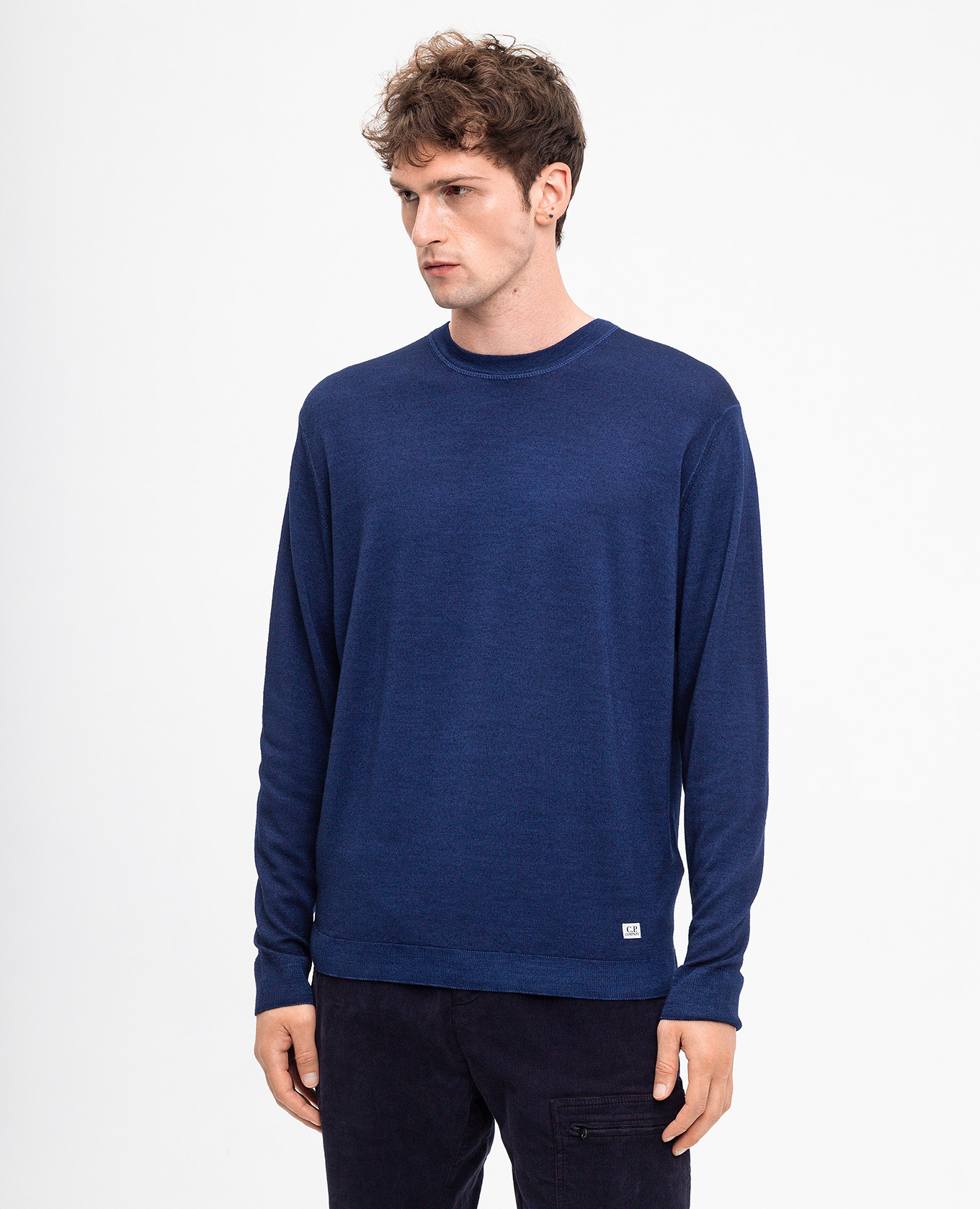 

Blue wool jumper with logo patch C.P. Company