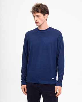C.P. Company Blue wool jumper with logo patch MKN237A003247F
