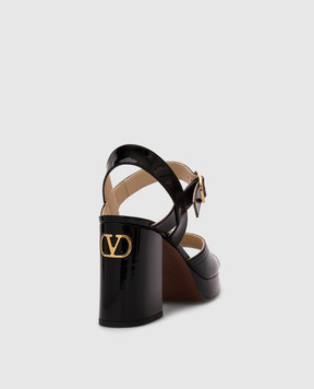 Valentino Black leather glossy sandals FAWCETTE 7W2S0MI1ZJM