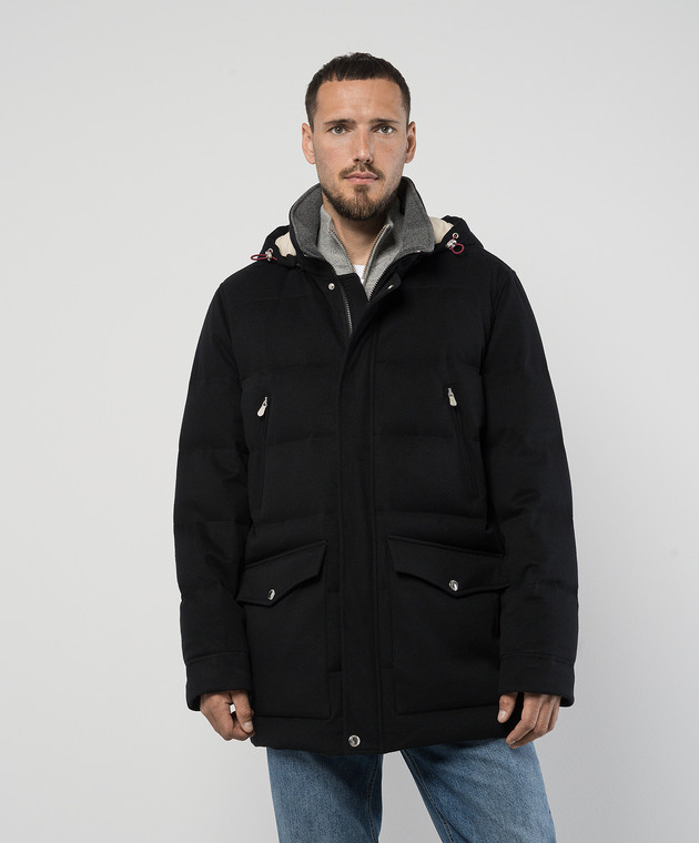 Brunello Cucinelli - Black quilted down jacket made of wool