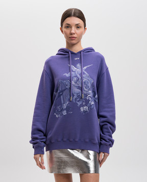 Off-White Purple hoodie with Putti print OWBB035S25FLE003
