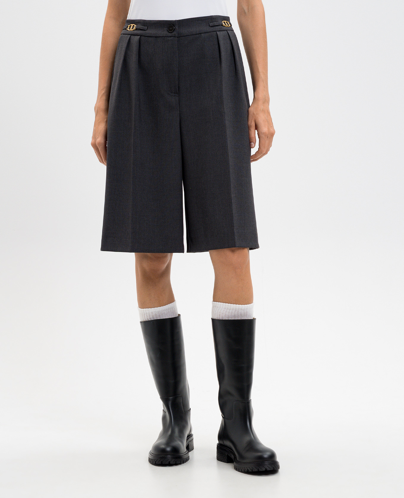 

Grey Bermuda shorts with logo Twinset