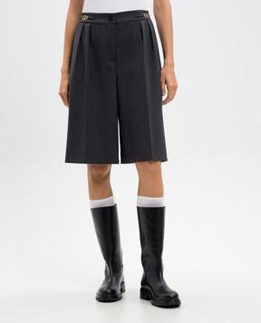 Twinset Grey Bermuda shorts with logo 252TF2042