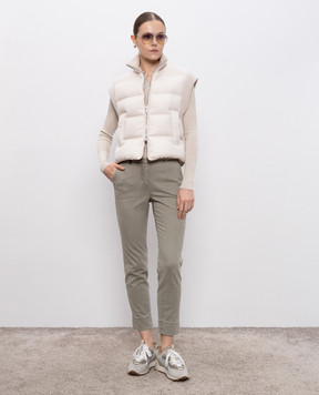 Peserico Khaki pants with brand patch A04718L5107963