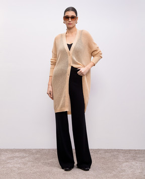 Allude Beige openwork cardigan made of wool and cashmere 25217655