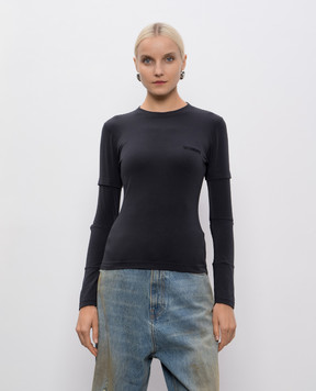 Vetements Black long sleeve with logo embroidery WH76LS570B