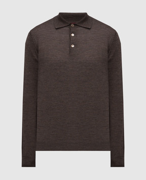 Brunello Cucinelli Brown wool and cashmere polo shirt M2400295