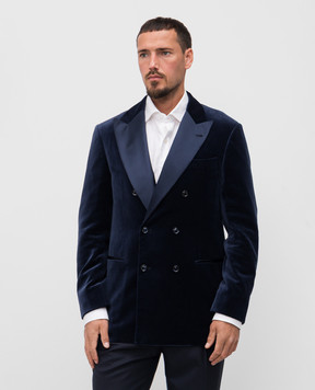 Brunello Cucinelli Blue velvet jacket with silk MV420GS07