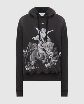 Off-White Putti black printed hoodie OMBB085S25FLE002