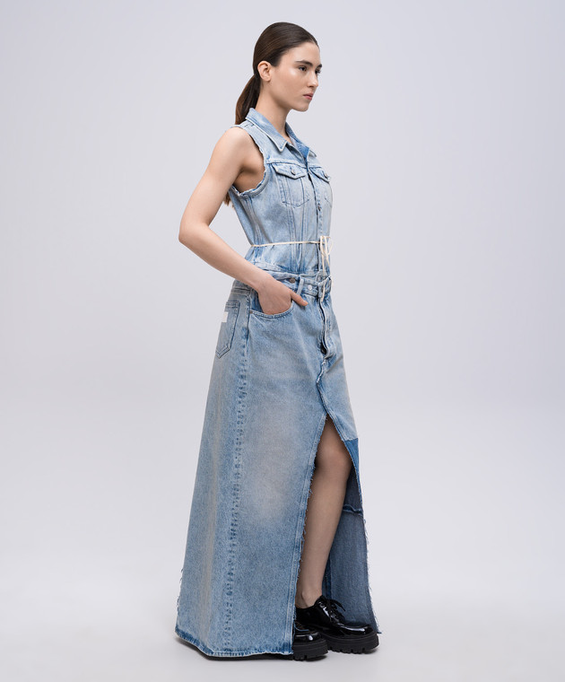 Maison Margiela MM6 - Blue denim maxi dress with double construction  S62DG0046M30018 - shop with Hungary delivery at Symbol