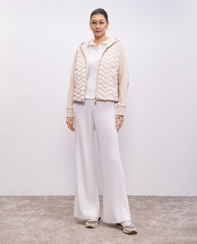 Allude White ribbed cashmere flared pants 25211148
