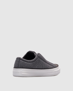 Brunello Cucinelli Gray sneakers with a monil chain MZ26G3026P