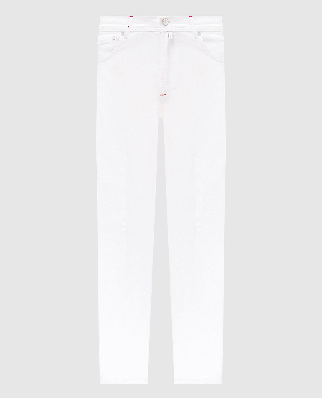 

White jeans with logo patch Kiton