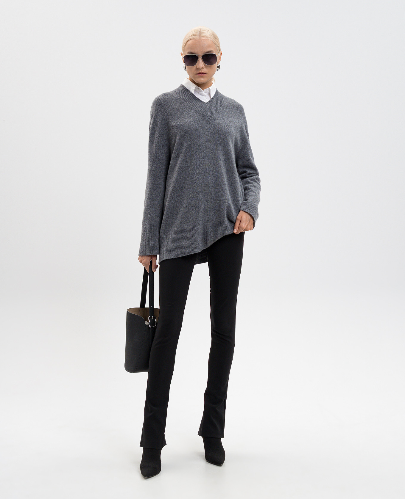Gray wool and cashmere pullover Twinset 2