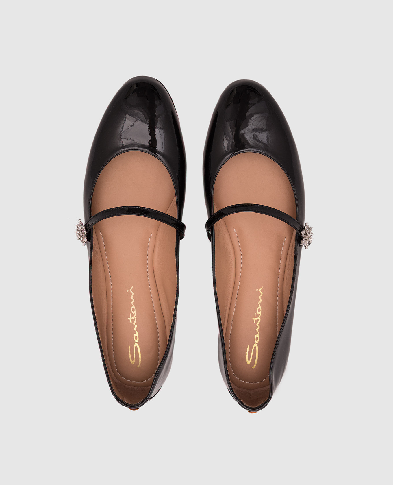 Black patent leather ballet flats Santoni 4